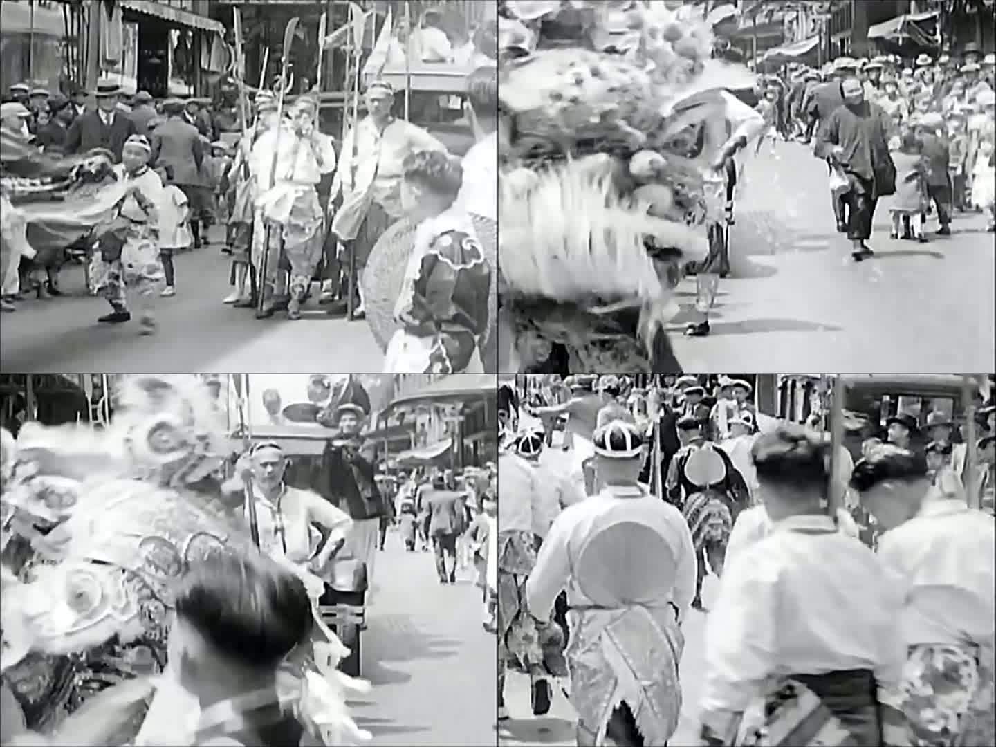 1929年唐人街舞狮表演 美国旧金山