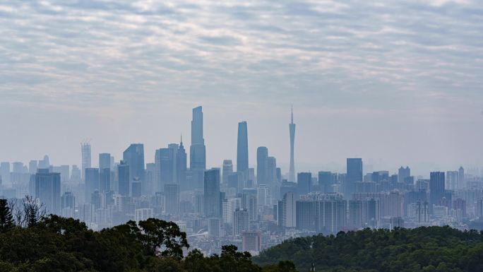 广州城市建筑天际线广州塔延时延时摄影