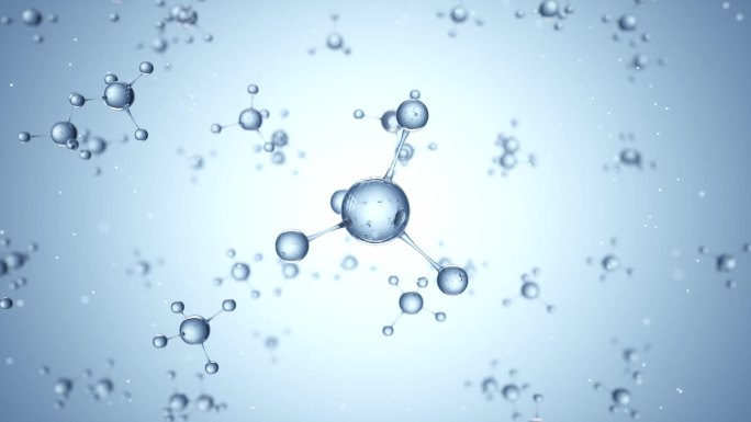 蓝色背景微观分子三维动画广告素材