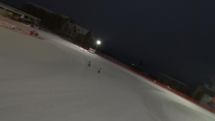 鳌山滑雪场夜晚高山滑雪晚上空景航拍