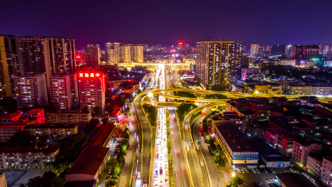 南宁清川大桥夜景航拍延时