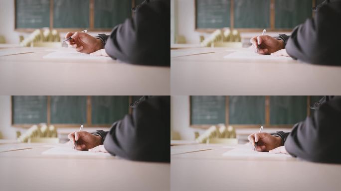 【正版素材】学校教室课桌写字