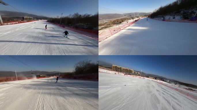 鳌山滑雪场滑雪极限运动高山滑雪航拍3