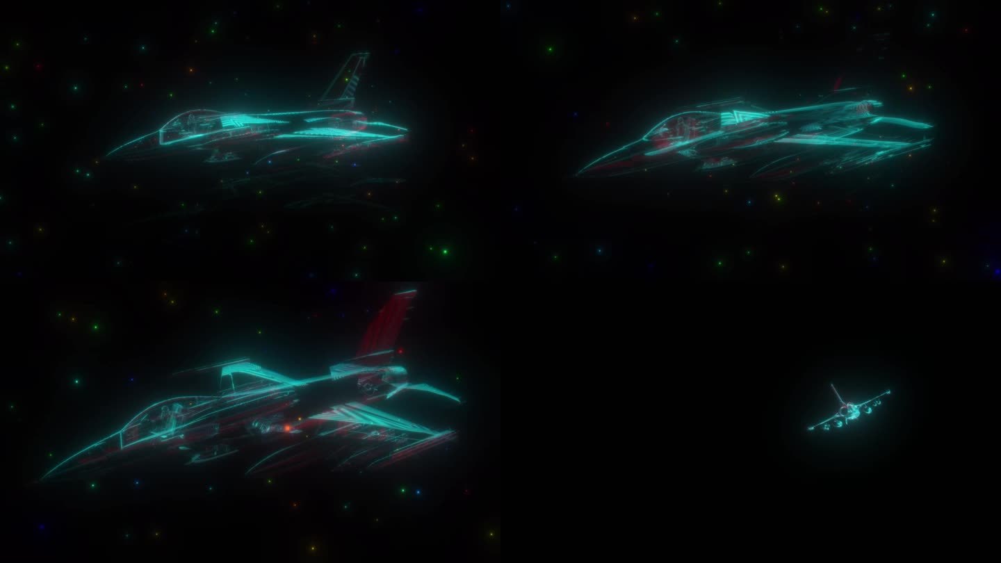 带通道的科幻彩色飞机动画