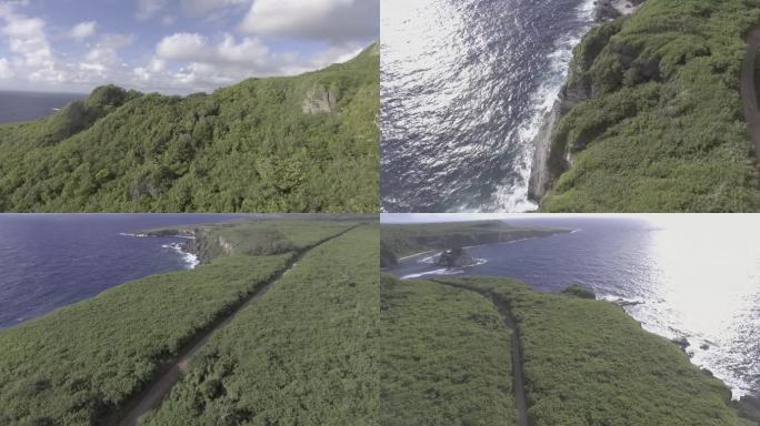 4K美国塞班海岛大海悬崖海浪礁石风光航拍