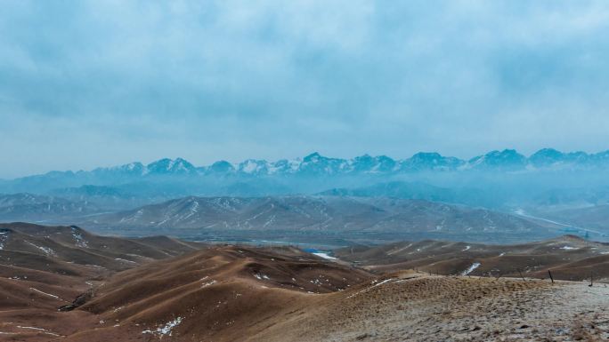 河西走廊乌哨岭雪山云雾延时