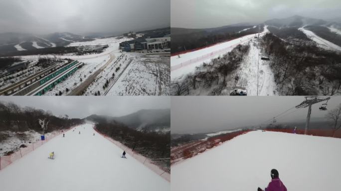 鳌山滑雪场滑雪极限运动高山滑雪航拍2