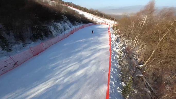 鳌山滑雪场滑雪极限运动高山滑雪航拍