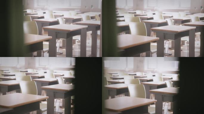 【正版素材】学校教室课桌空镜