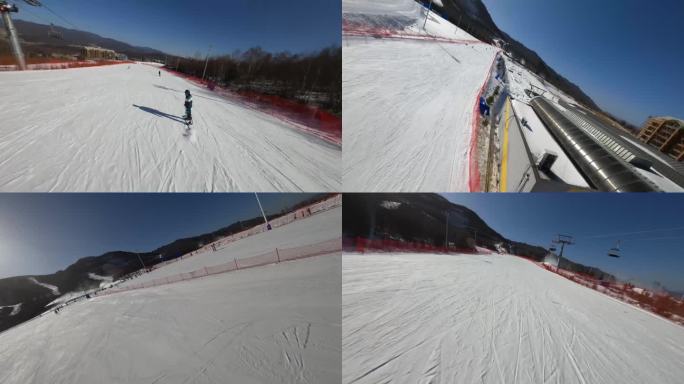 鳌山滑雪场滑雪极限运动高山滑雪航拍4