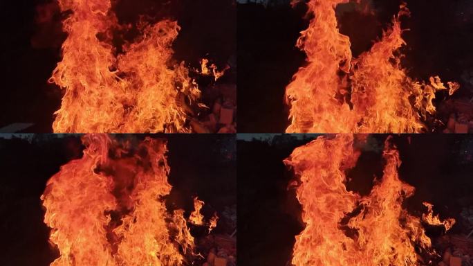 实拍大火火焰燃烧树木燃烧实拍火焰点燃烈焰