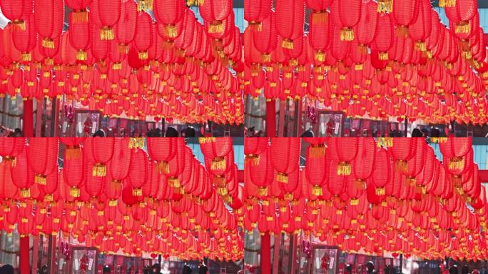 春节庙会红灯笼空镜头