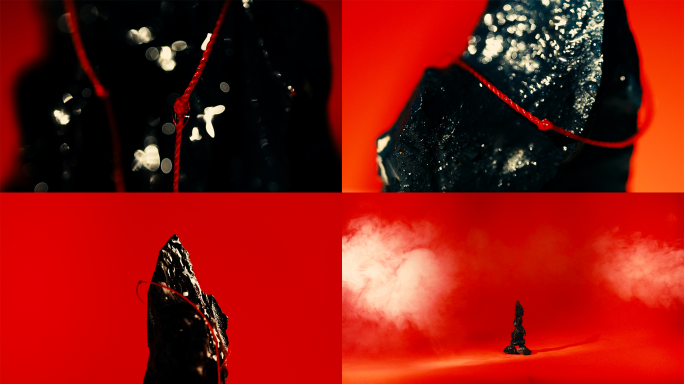 红背景意向火山石广告素材