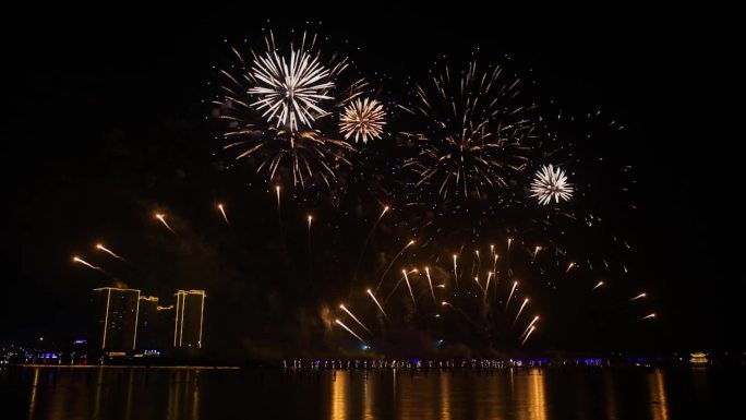 太原清徐夜空下的国际烟花焰火晚会