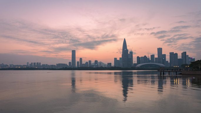 深圳湾后海日转夜延时夜景