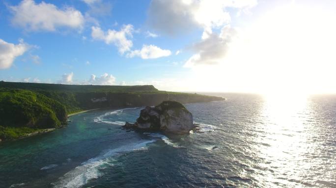 4K美国塞班海岛大海悬崖海浪礁石风光航拍