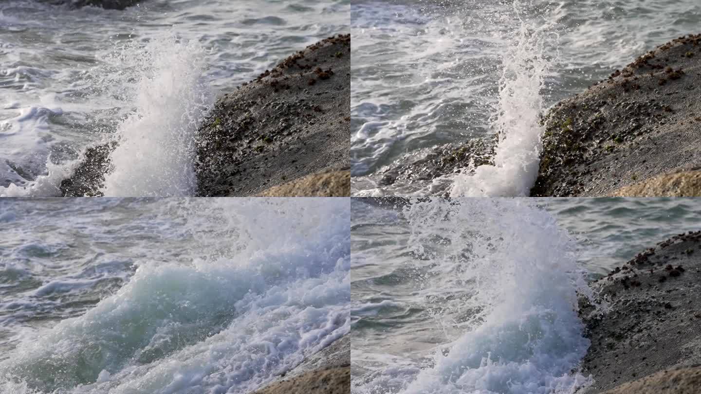 海浪撞击礁石-高速摄影