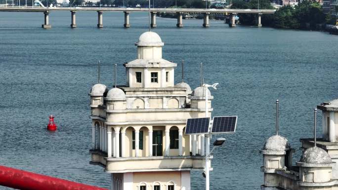 广东开平潭江大桥城市风光航拍