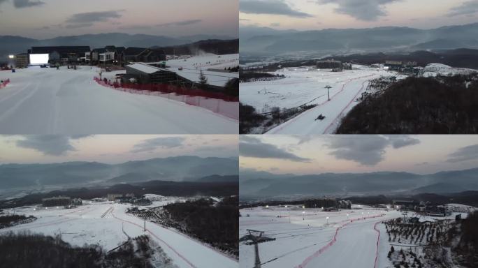 鳌山滑雪场高山滑雪空景航拍2