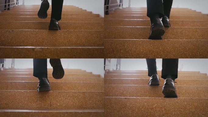 【正版素材】正装商务室内脚步上楼梯