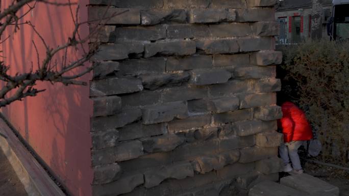 4K实拍皇城根遗址古城墙红墙青砖