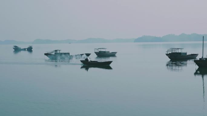 江南渔港的渔舟 帆船
