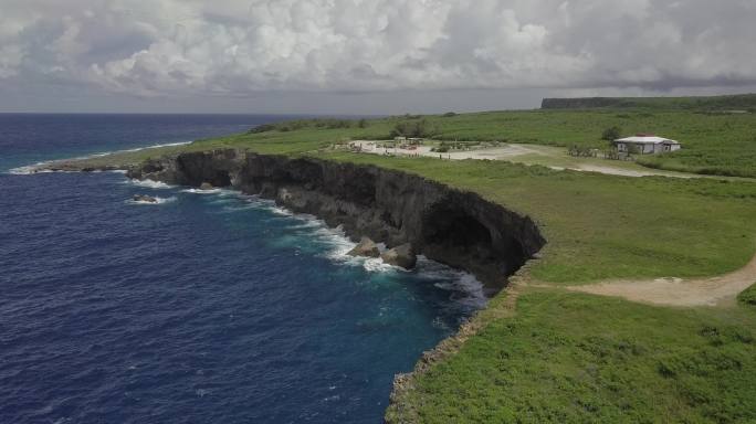 4K美国塞班海岛大海悬崖海浪礁石风光航拍