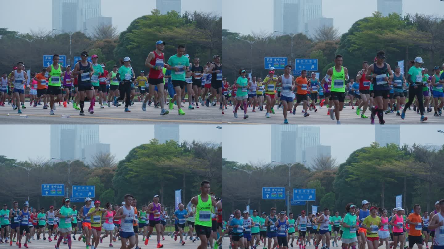 4K正版-城市马拉松奔跑的人群运动员01