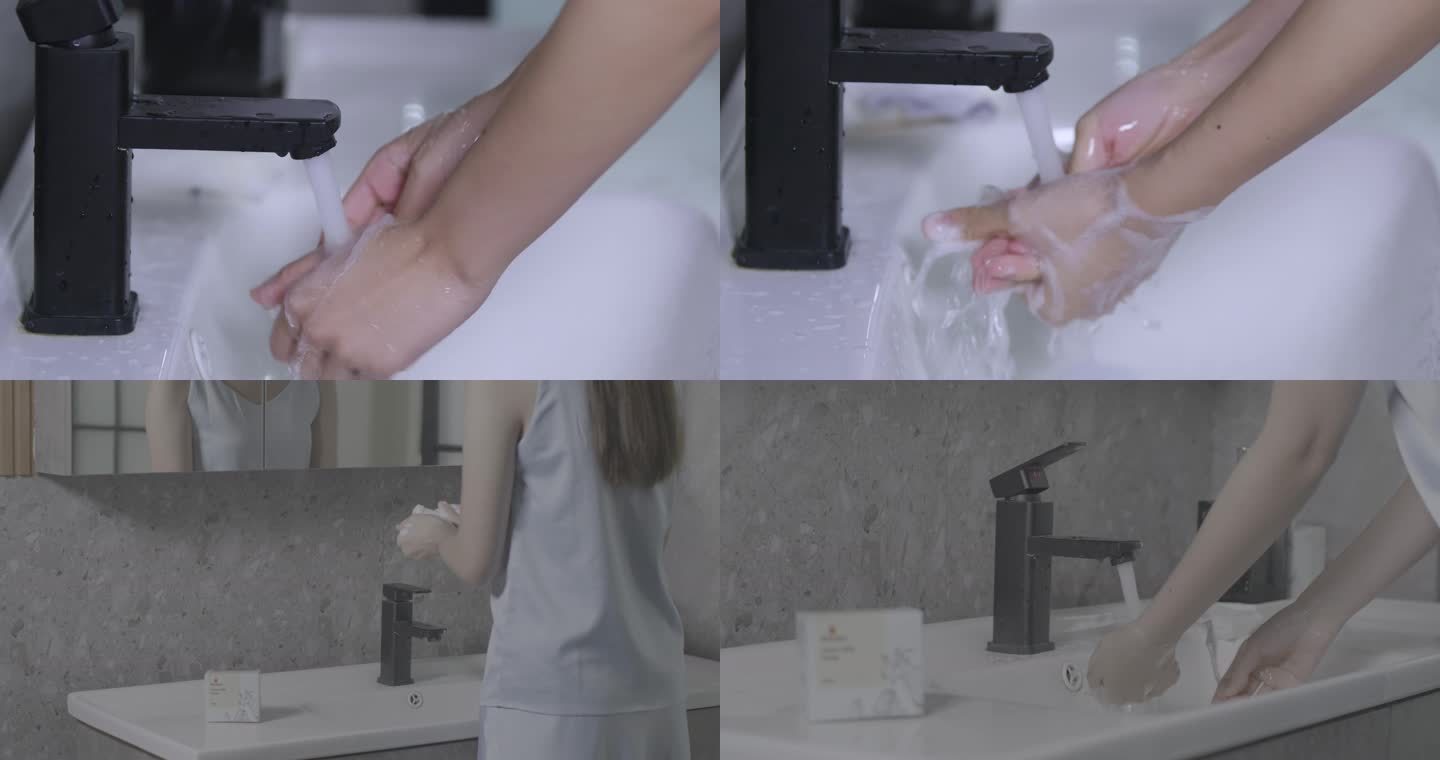 女生用洗手液洗手