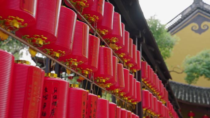 红灯笼 寺庙一角空镜头 杭州西湖净慈寺