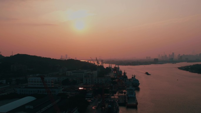 广州长洲码头日落