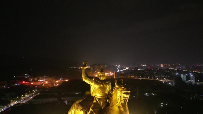 泉州大坪山郑成功雕像俯瞰泉州夜景