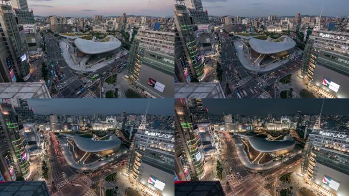 韩国首尔ddp广场日转夜延时摄影