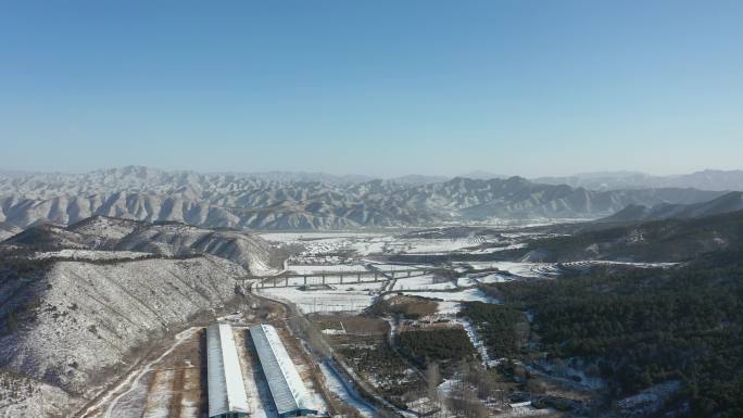 乡村雪景航拍 北方农村