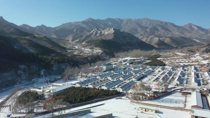 乡村雪景航拍 北方农村