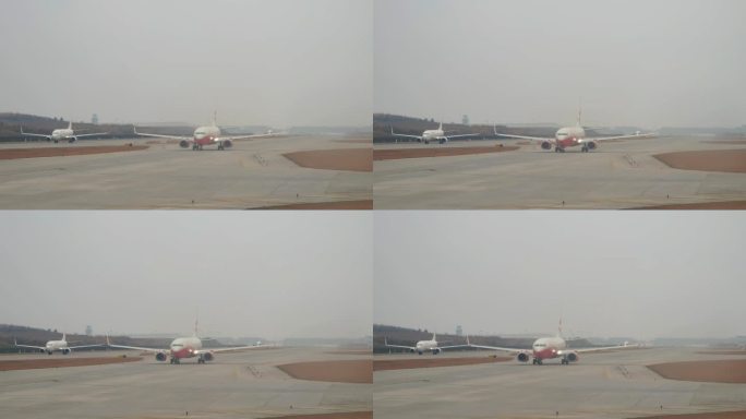 成都天府国际机场排队出港准备起飞的航班