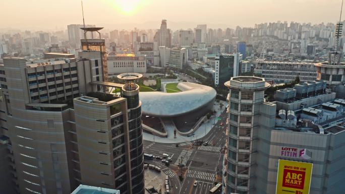 韩国首尔ddp广场航拍