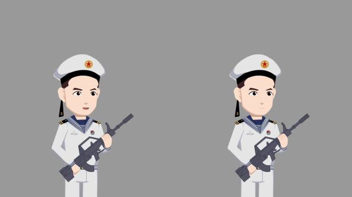 卡通MG动画角色门卫解说海部队军人2