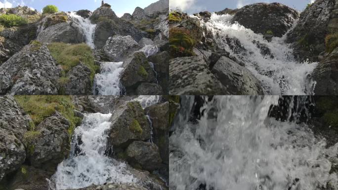 高山流水瀑布优质水源雪山融化水保护4K