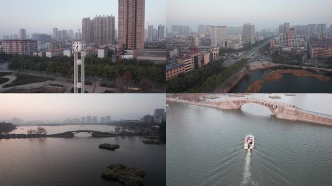 湖北大冶红星湖城市风景航拍