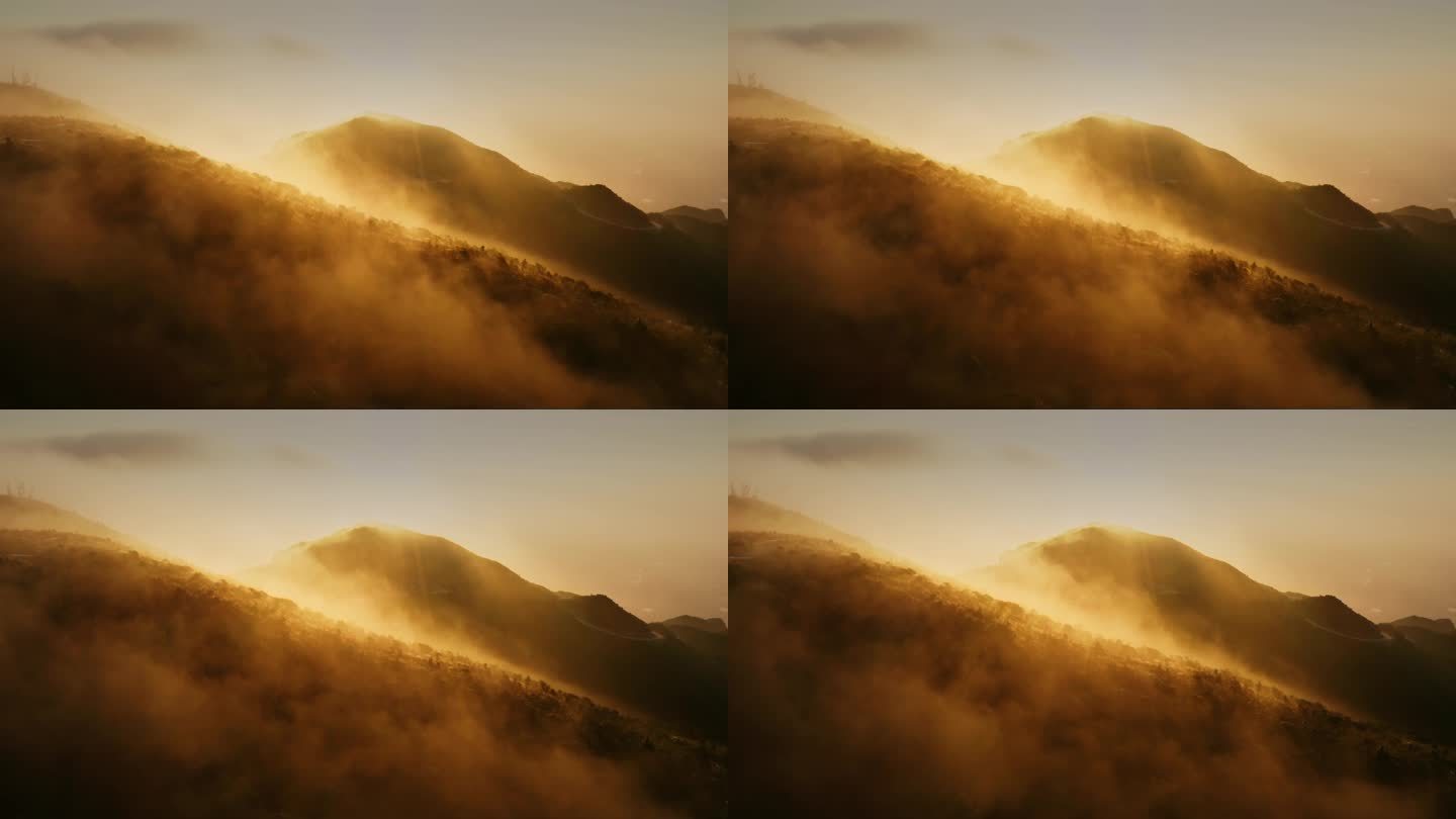 4K 罗浮山日出 航拍高山清晨流动云雾