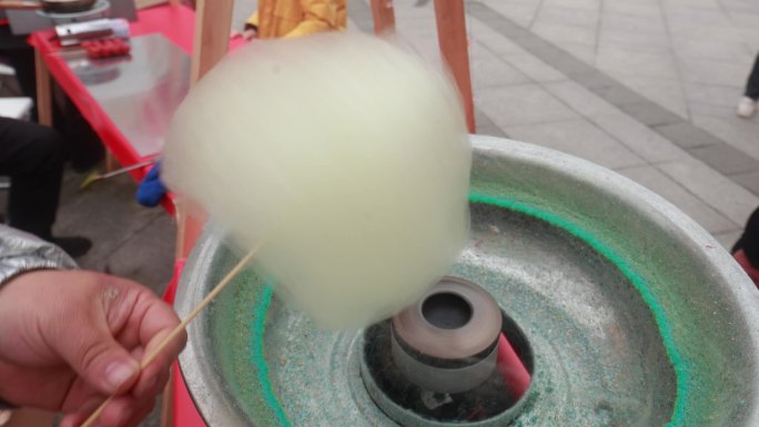 街头小吃 棉花糖制作  做糖葫芦