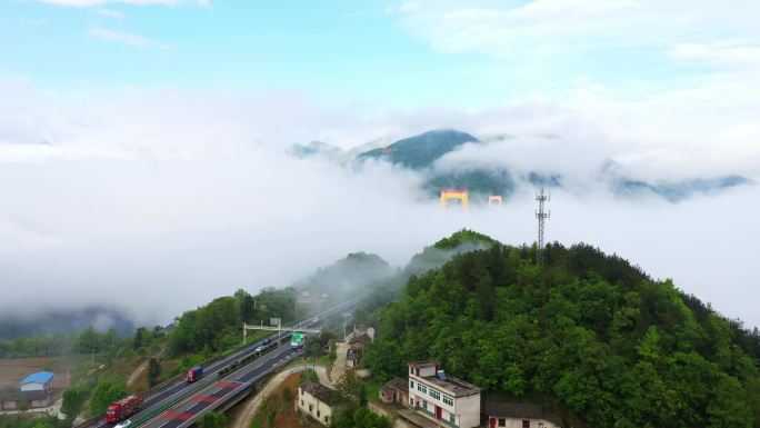 武陵山区高速路大桥航拍4K