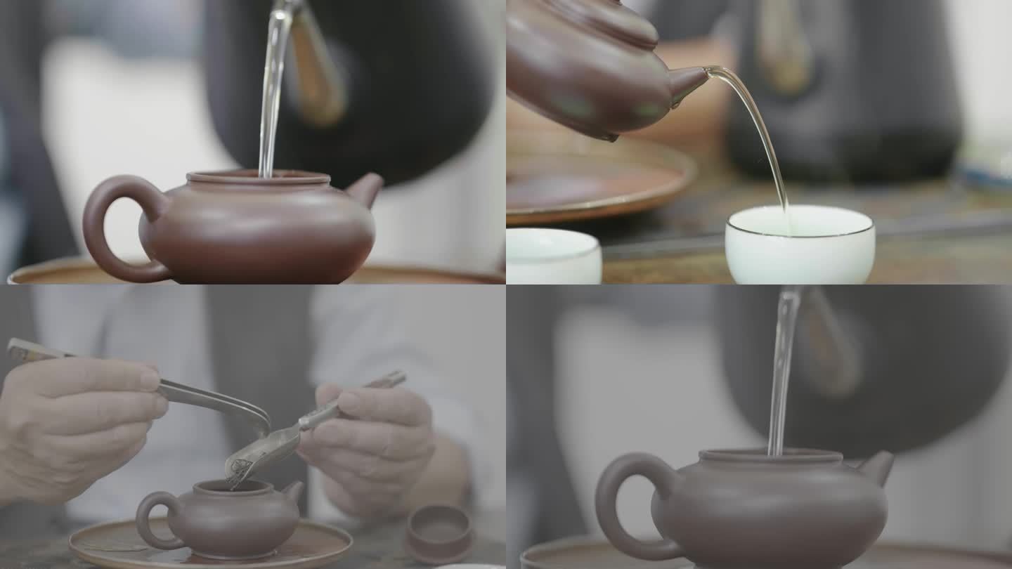 茶道茶文化泡茶茶叶实拍视频素材冲茶倒茶叶
