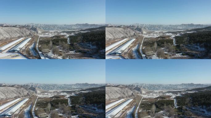 乡村雪景航拍 北方农村