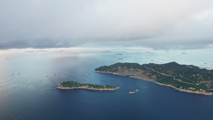 4k珠海桂山岛海岛大景日出航拍