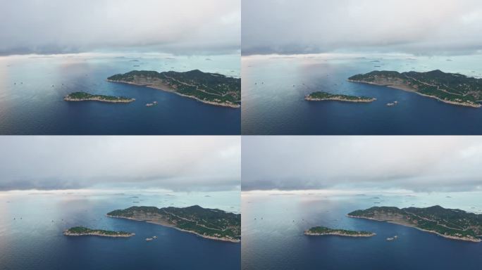 4k珠海桂山岛海岛大景日出航拍