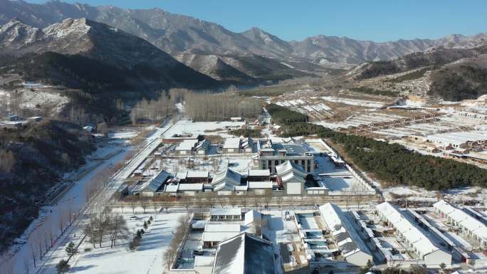 乡村雪景航拍 北方农村