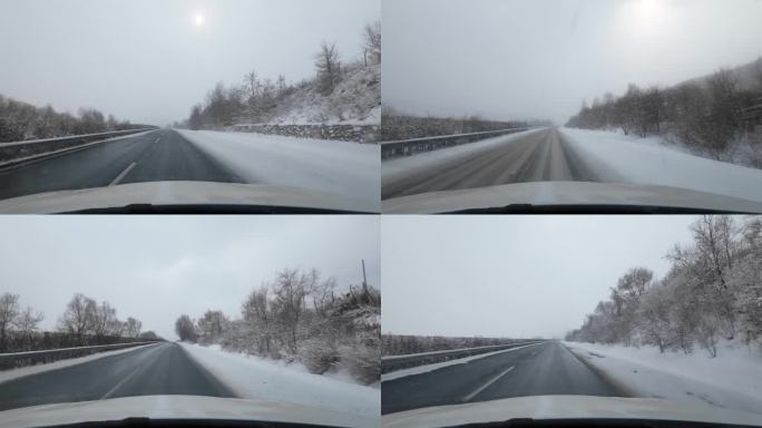 大雪天高速公路开车