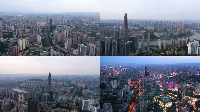 重庆城市航拍夜景